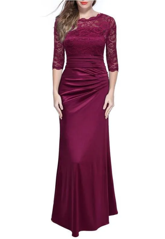 Vintage Elegant Lace Slim Wedding Long Dress