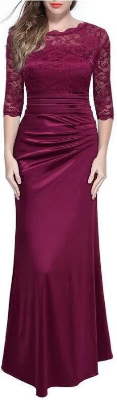 Vintage Elegant Lace Slim Wedding Long Dress