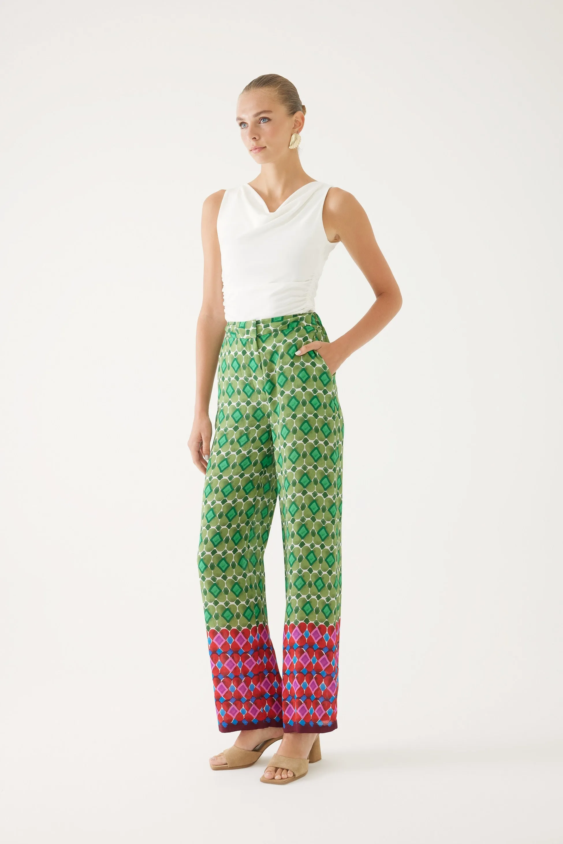 Viscose Straight Leg Trousers