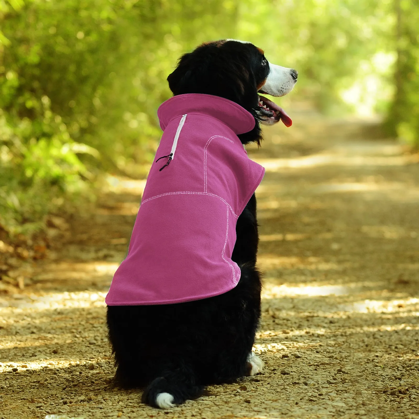 Vivaglory Fleece Vest Dog Cold Weather Sweater for Small Dogs, Adjustable Winter Warm Clothes with Two-Way Zipper Opening, Reflective Coats Pet Jacket for Puppies Small Medium Large Dogs