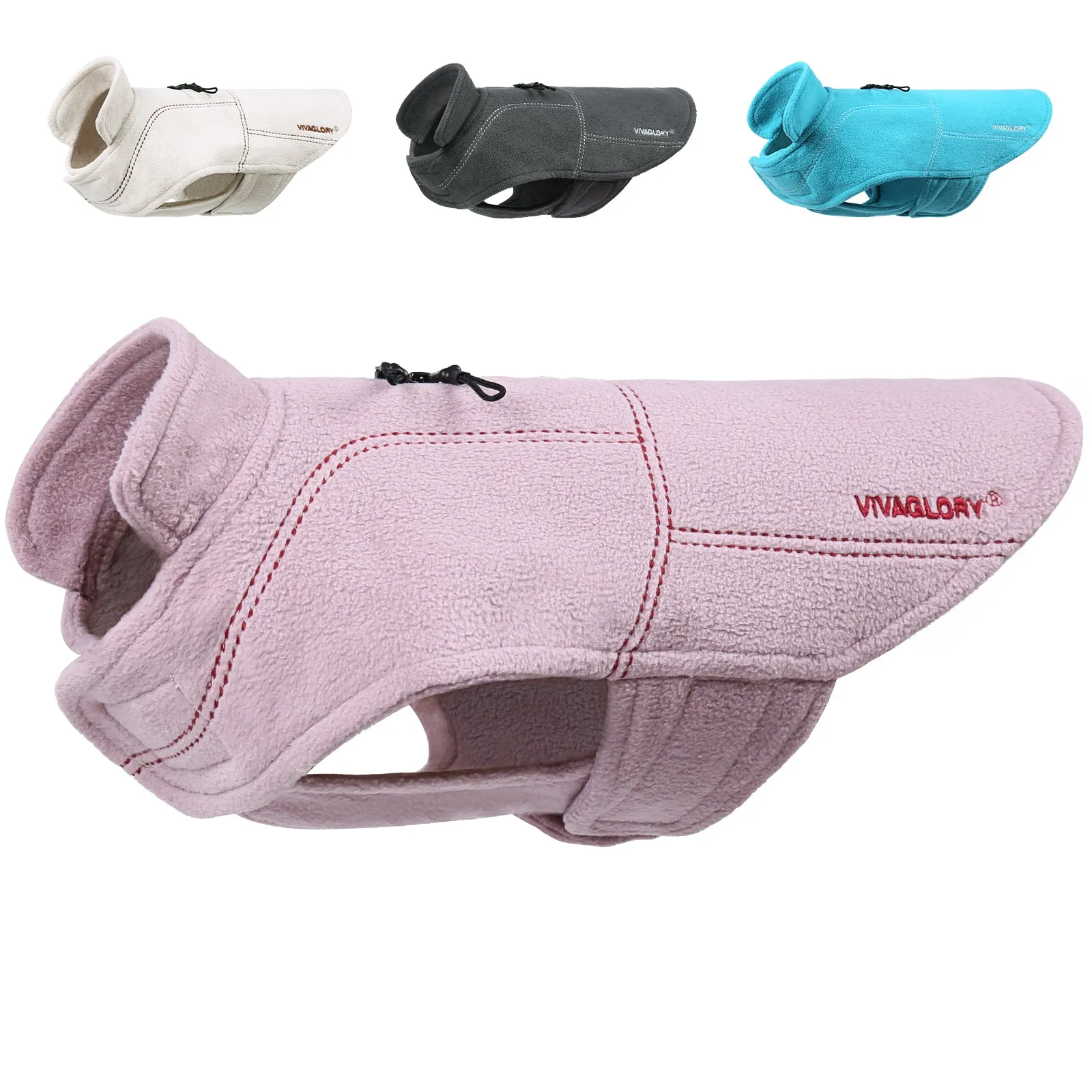 Vivaglory Fleece Vest Dog Cold Weather Sweater for Small Dogs, Adjustable Winter Warm Clothes with Two-Way Zipper Opening, Reflective Coats Pet Jacket for Puppies Small Medium Large Dogs