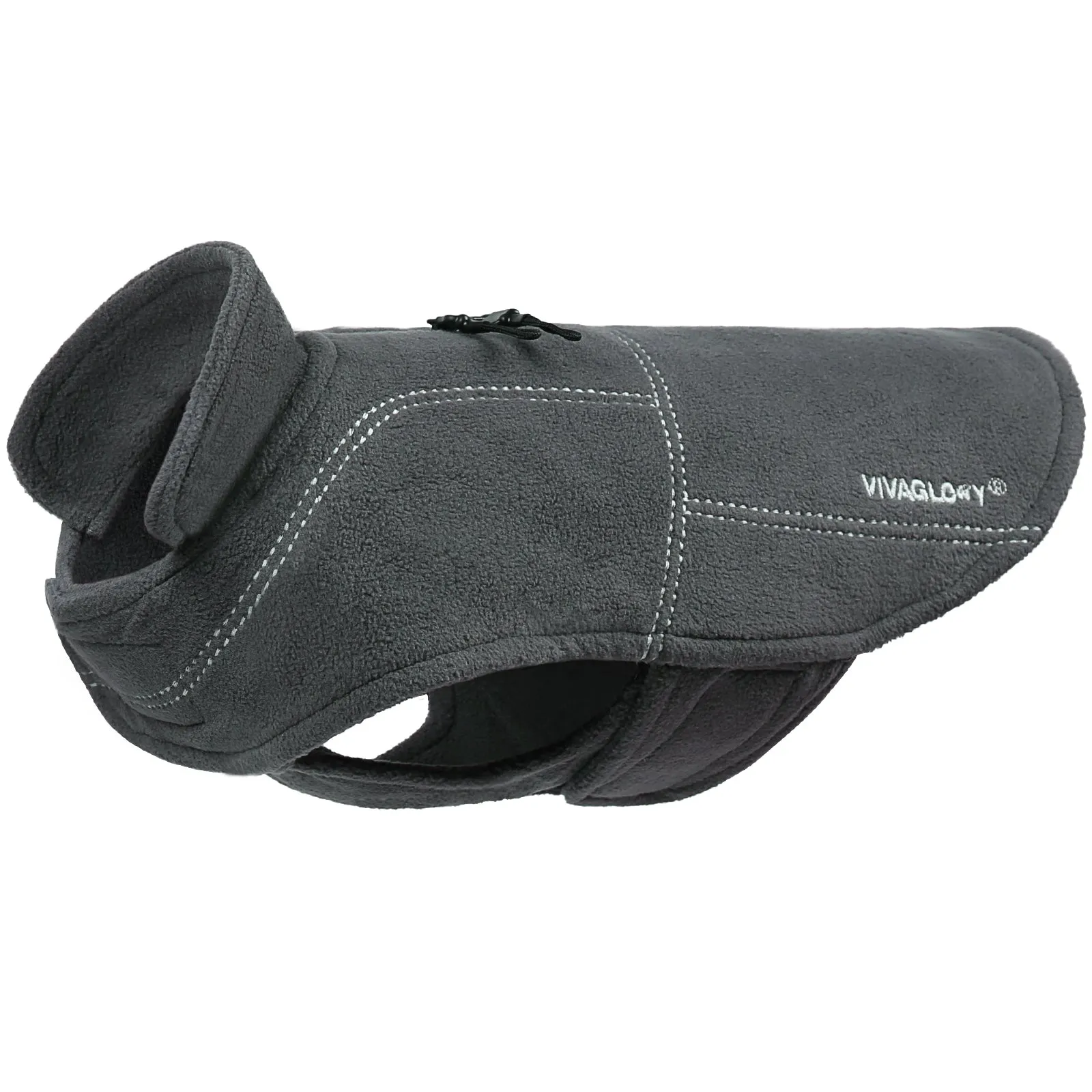 Vivaglory Fleece Vest Dog Cold Weather Sweater for Small Dogs, Adjustable Winter Warm Clothes with Two-Way Zipper Opening, Reflective Coats Pet Jacket for Puppies Small Medium Large Dogs