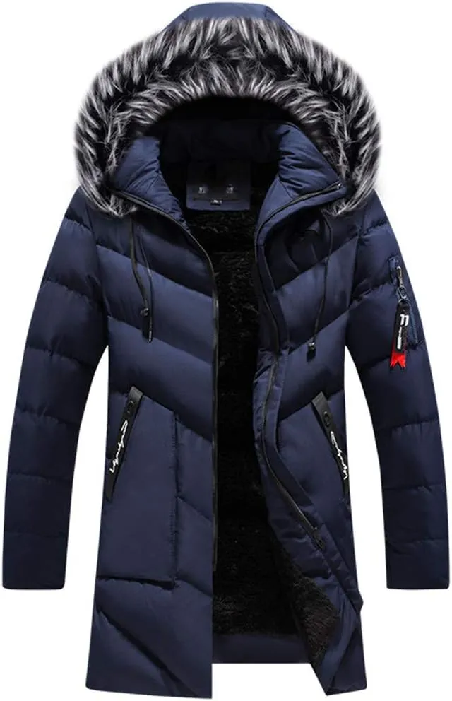 Winter Long Parkas Men Cotton Padded Clothing Fashion Casual Slim Thick Warm Coats Fur Hooded Overcoats Male Clothes