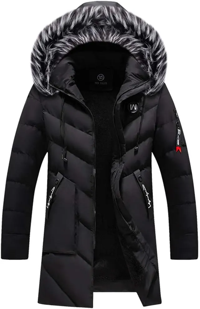 Winter Long Parkas Men Cotton Padded Clothing Fashion Casual Slim Thick Warm Coats Fur Hooded Overcoats Male Clothes