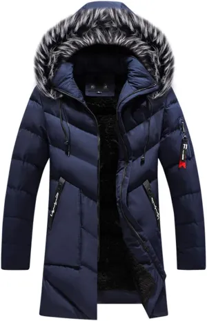 Winter Long Parkas Men Cotton Padded Clothing Fashion Casual Slim Thick Warm Coats Fur Hooded Overcoats Male Clothes