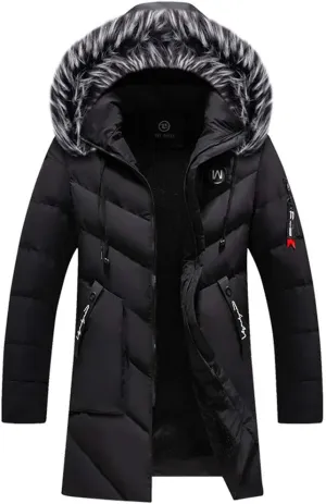 Winter Long Parkas Men Cotton Padded Clothing Fashion Casual Slim Thick Warm Coats Fur Hooded Overcoats Male Clothes