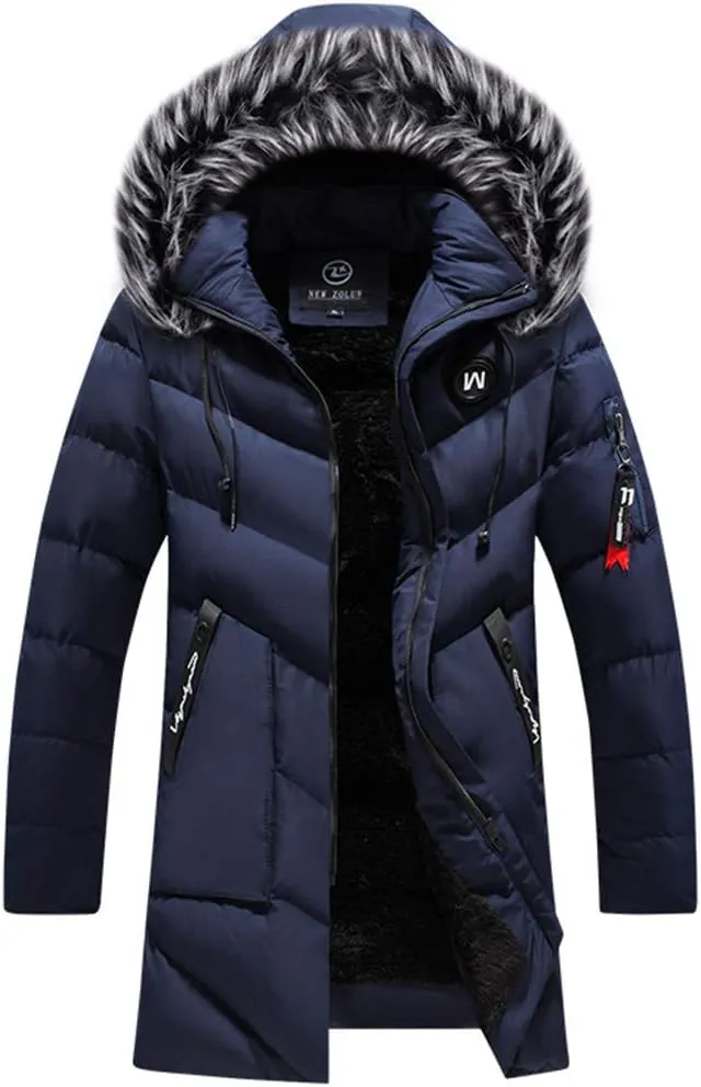 Winter Long Parkas Men Cotton Padded Clothing Fashion Casual Slim Thick Warm Coats Fur Hooded Overcoats Male Clothes
