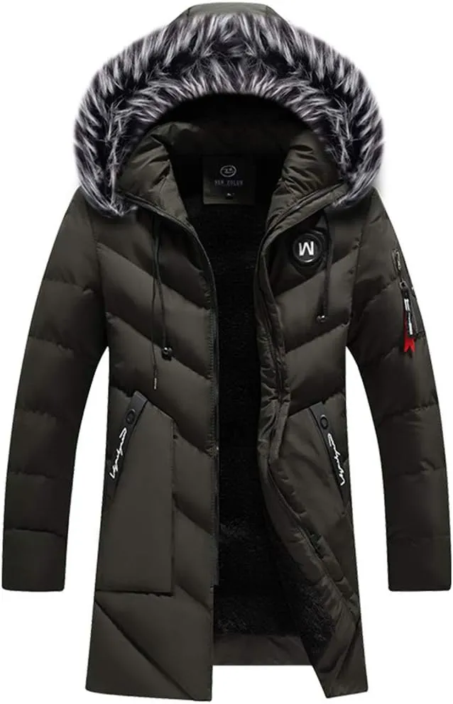 Winter Long Parkas Men Cotton Padded Clothing Fashion Casual Slim Thick Warm Coats Fur Hooded Overcoats Male Clothes