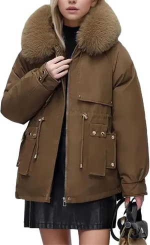 Winter Padded Jacket Women's Down Cotton Jacket Furs Collar Thicken Warm Parkas Fashion Female Loose Coats