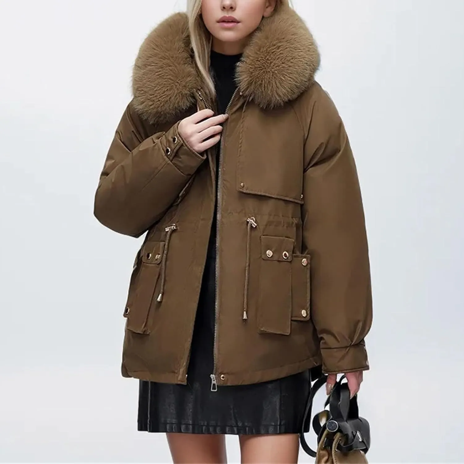 Winter Padded Jacket Women's Down Cotton Jacket Furs Collar Thicken Warm Parkas Fashion Female Loose Coats