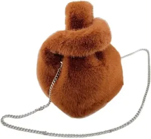 Winter Tote Bags For Women Handbags Soft Warm Wrist Bag Chains Mini Clutch For Women