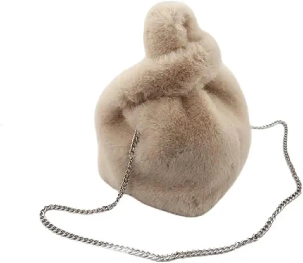 Winter Tote Bags For Women Handbags Soft Warm Wrist Bag Chains Mini Clutch For Women