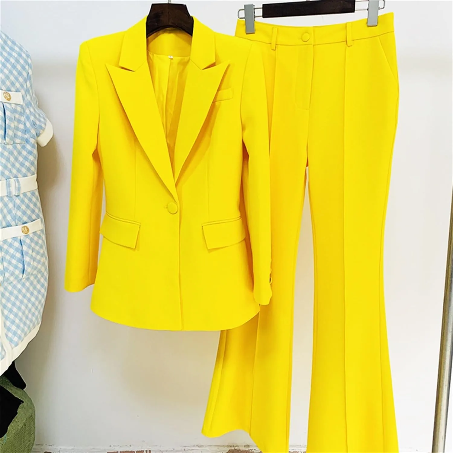 Women 2 Piece Outfits Dressy Blazer Jackets High Waisted Wide Leg Pants Suits Set Casual Business Work Wear