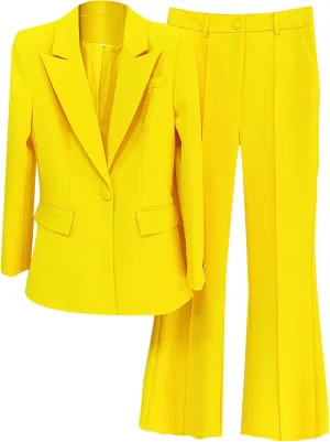 Women 2 Piece Outfits Dressy Blazer Jackets High Waisted Wide Leg Pants Suits Set Casual Business Work Wear