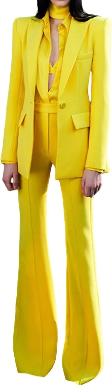 Women 2 Piece Outfits Dressy Blazer Jackets High Waisted Wide Leg Pants Suits Set Casual Business Work Wear