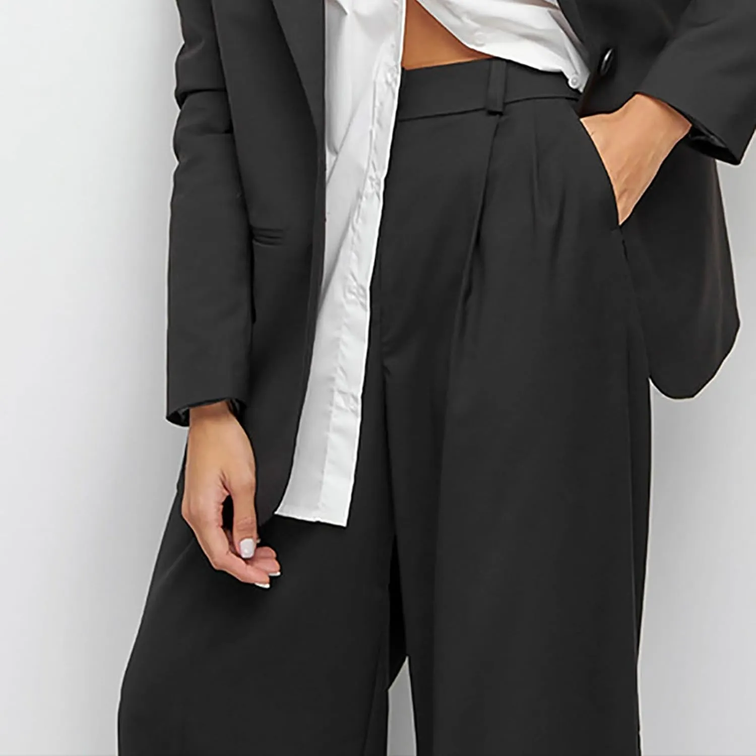 Women High Waist Casual Wide Leg Long Palazzo Pants Button Down Loose Business Work Office Trousers with Pockets