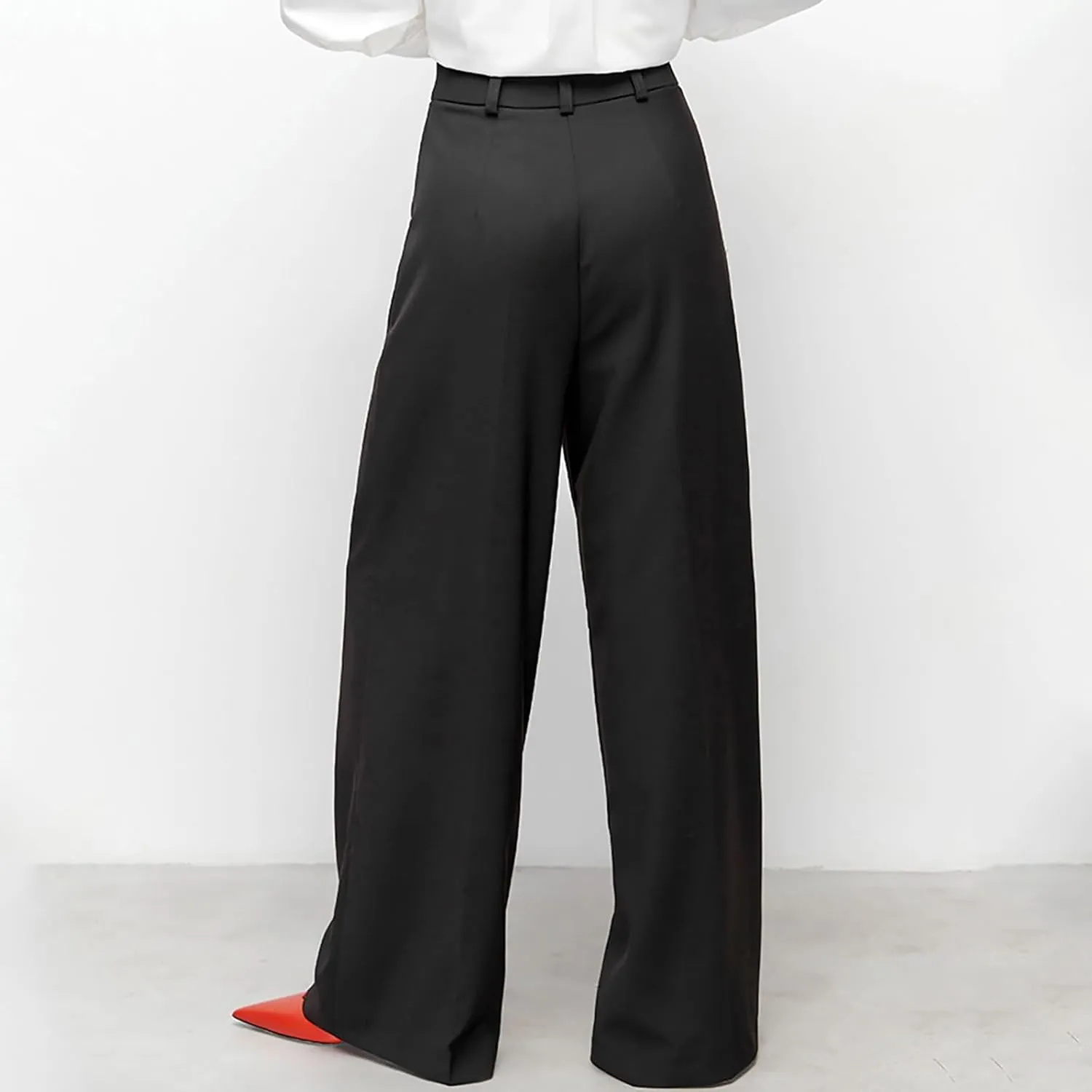 Women High Waist Casual Wide Leg Long Palazzo Pants Button Down Loose Business Work Office Trousers with Pockets