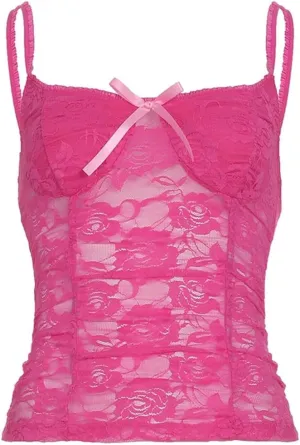 Women Summer Sexy Lace Solid Skinny See Through Crop Tees Camisole