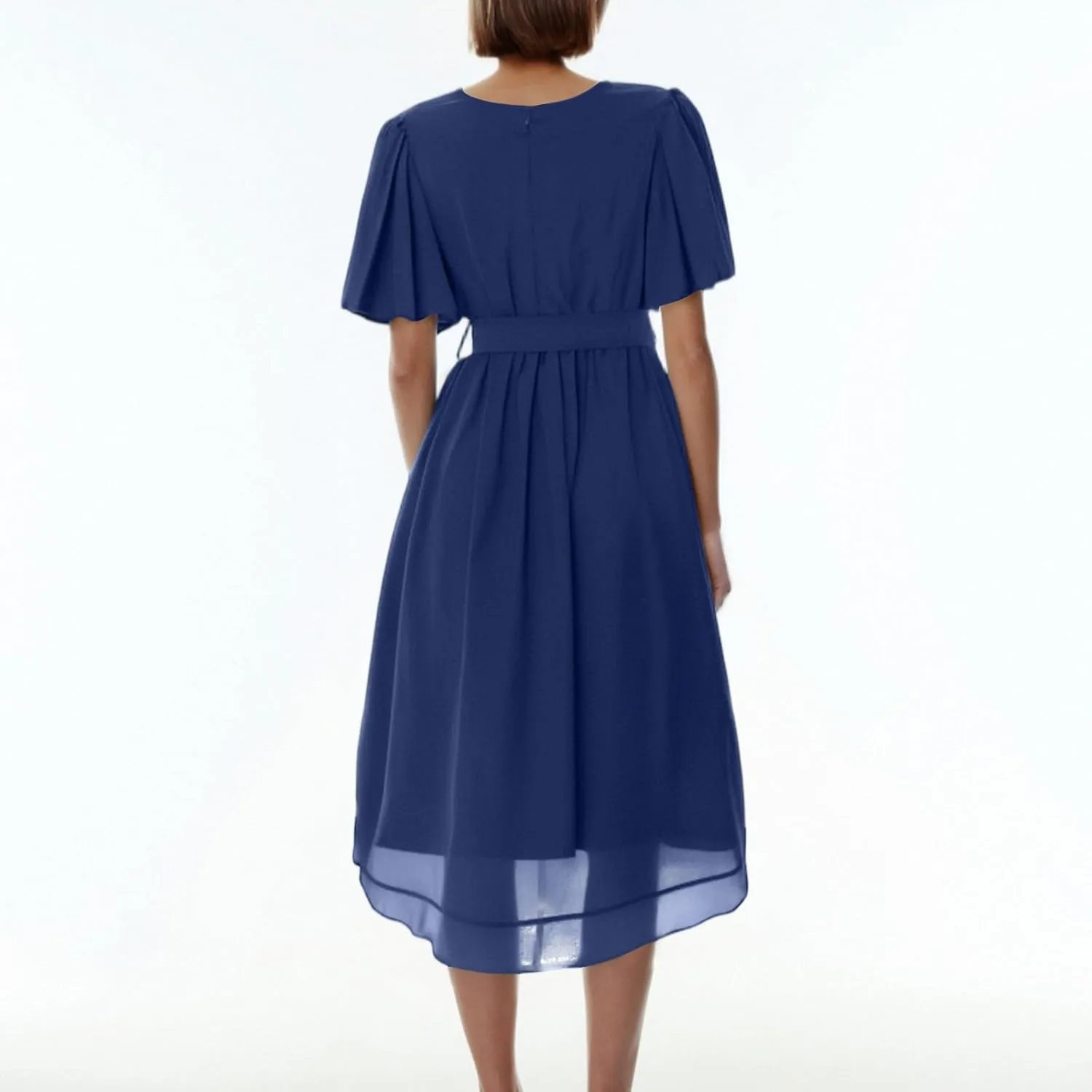 Womens Boho Floral Printed Chiffon Dresses 2025 Elegant V Neck Summer Wedding Prom Cocktail Midi Dresses
