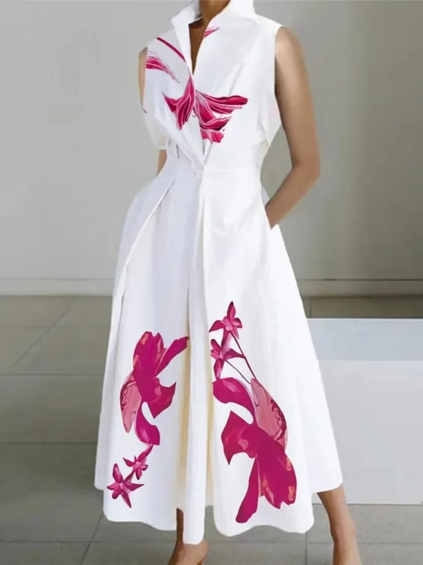 Women's Fashionable Polka Dot V-neck Button Fishtail Skirt