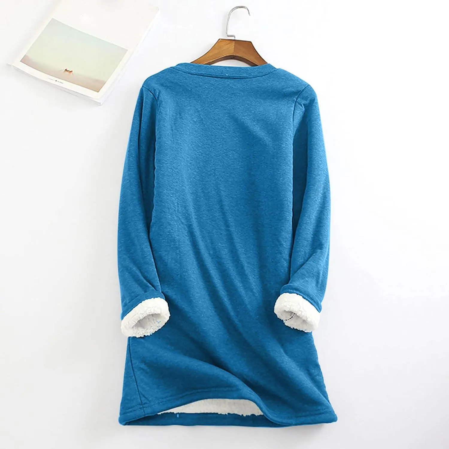 Womens Fleece Crewneck Sweatshirt Sherpa Lined Sweatshirt Thermal Sweatshirt Warm Winter Pullover Sweatshirt