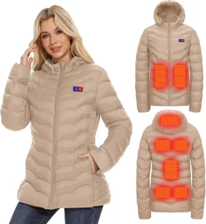 Womens Heated Jacket with 10000mAh Battery Pack, Dual Control Button Heated Coat