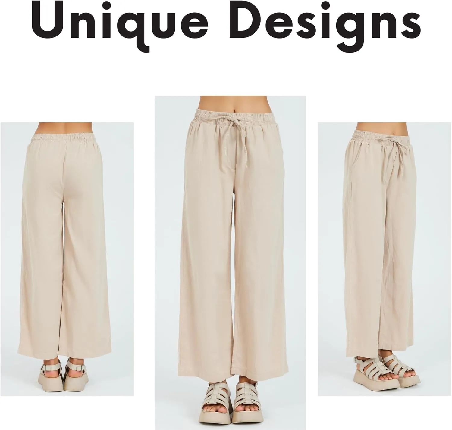 Womens Pants | High-Waisted Wide-Leg Elastic Waist Long Trousers Skirts | Casual Women's Relaxed Outfits