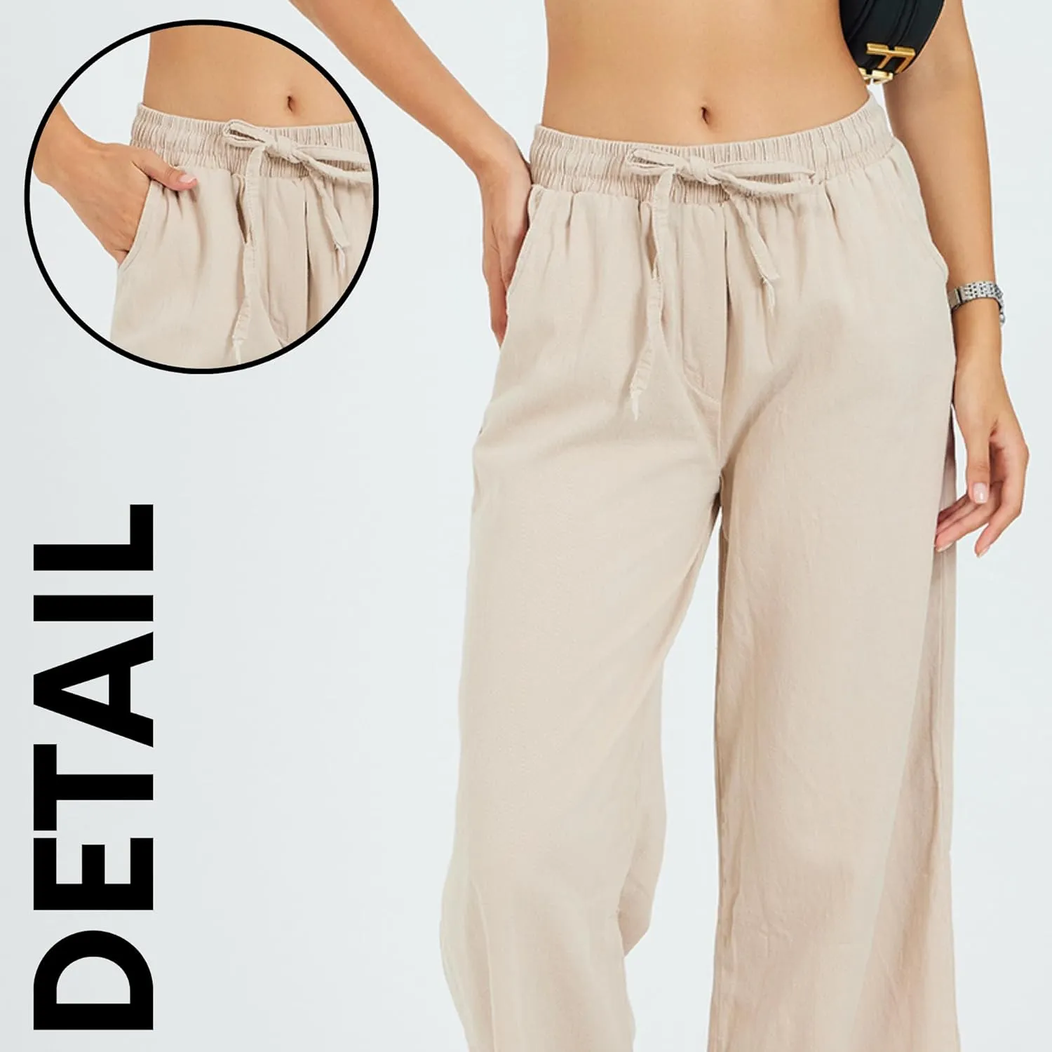 Womens Pants | High-Waisted Wide-Leg Elastic Waist Long Trousers Skirts | Casual Women's Relaxed Outfits
