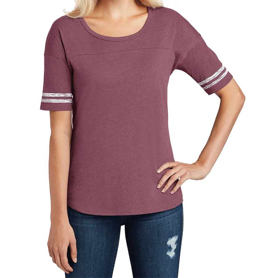 Women's Scorecard Tee Distressed Printed Stripes