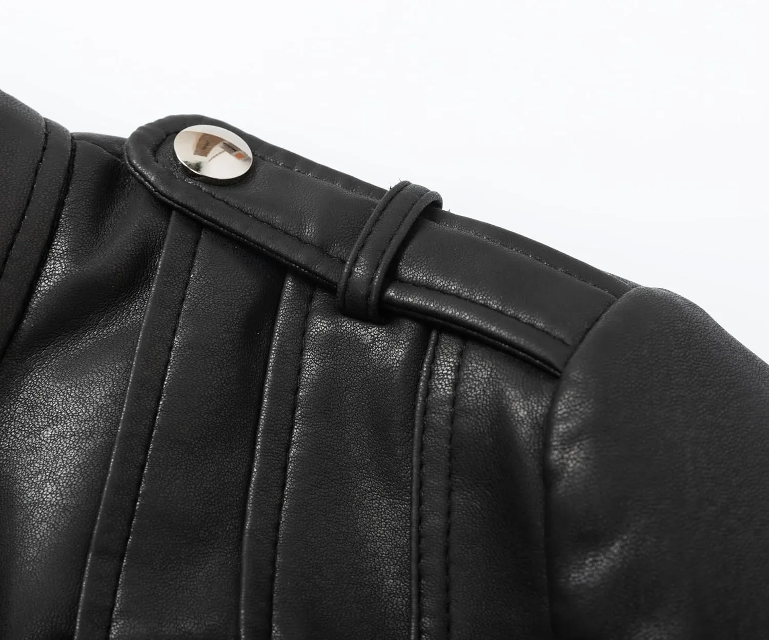 Women's Short Standing Neck Zipper Slim Fitting Motorcycle Jacket