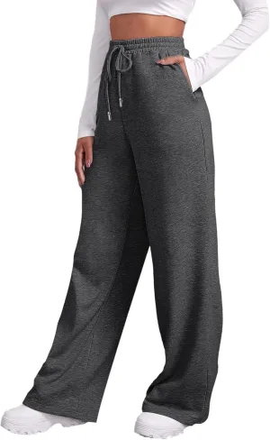 Women's Wide Leg Sweatpants Cozy Fleece Casual Jogger Pants Straight Leg Baggy Elastic High Waisted Yoga Pants