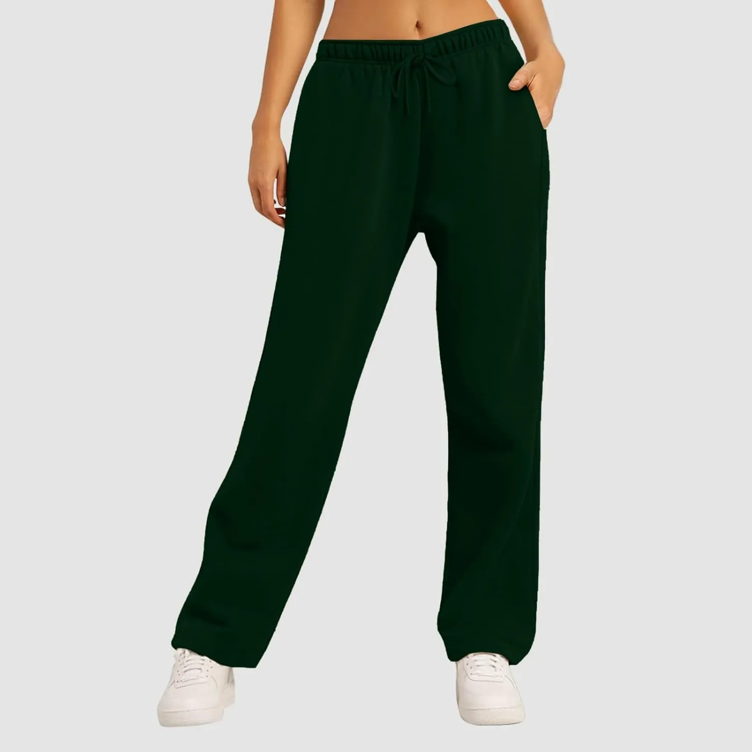 Women's Wide Leg Sweatpants Cozy Fleece Casual Jogger Pants Straight Leg Baggy Elastic High Waisted Yoga Pants