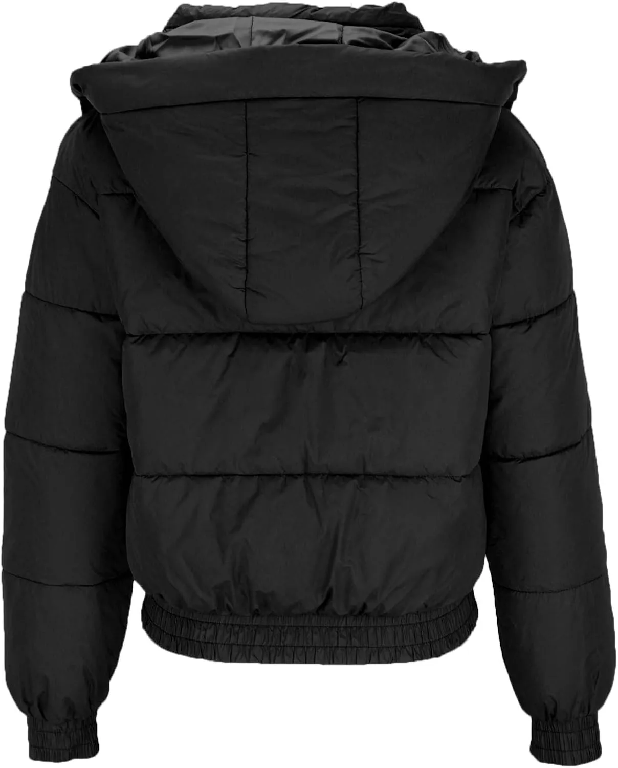 Women's Winter Fashion Crop Puffer Jacket Teen Girl Warm Hooded Cotton Padded Jacket Y2K Pockets Baggy Short Coats