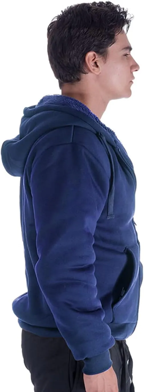 Yasumond Hoodies for Men Zipper Fleece Sweatshirt Heavy Sherpa Lined Hooded Warm Winter Coats Big Tall