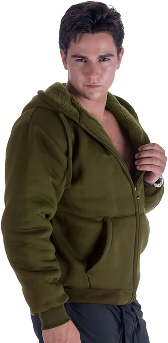 Yasumond Hoodies for Men Zipper Fleece Sweatshirt Heavy Sherpa Lined Hooded Warm Winter Coats Big Tall