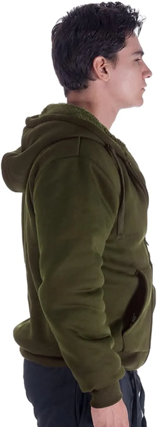 Yasumond Hoodies for Men Zipper Fleece Sweatshirt Heavy Sherpa Lined Hooded Warm Winter Coats Big Tall