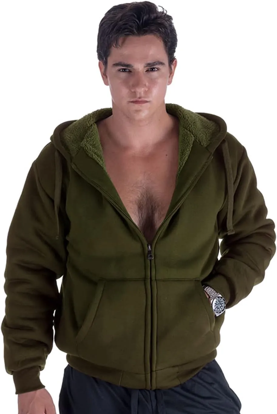 Yasumond Hoodies for Men Zipper Fleece Sweatshirt Heavy Sherpa Lined Hooded Warm Winter Coats Big Tall