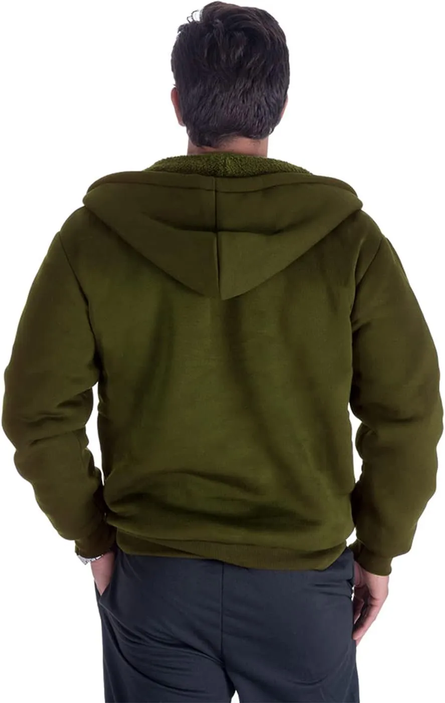 Yasumond Hoodies for Men Zipper Fleece Sweatshirt Heavy Sherpa Lined Hooded Warm Winter Coats Big Tall