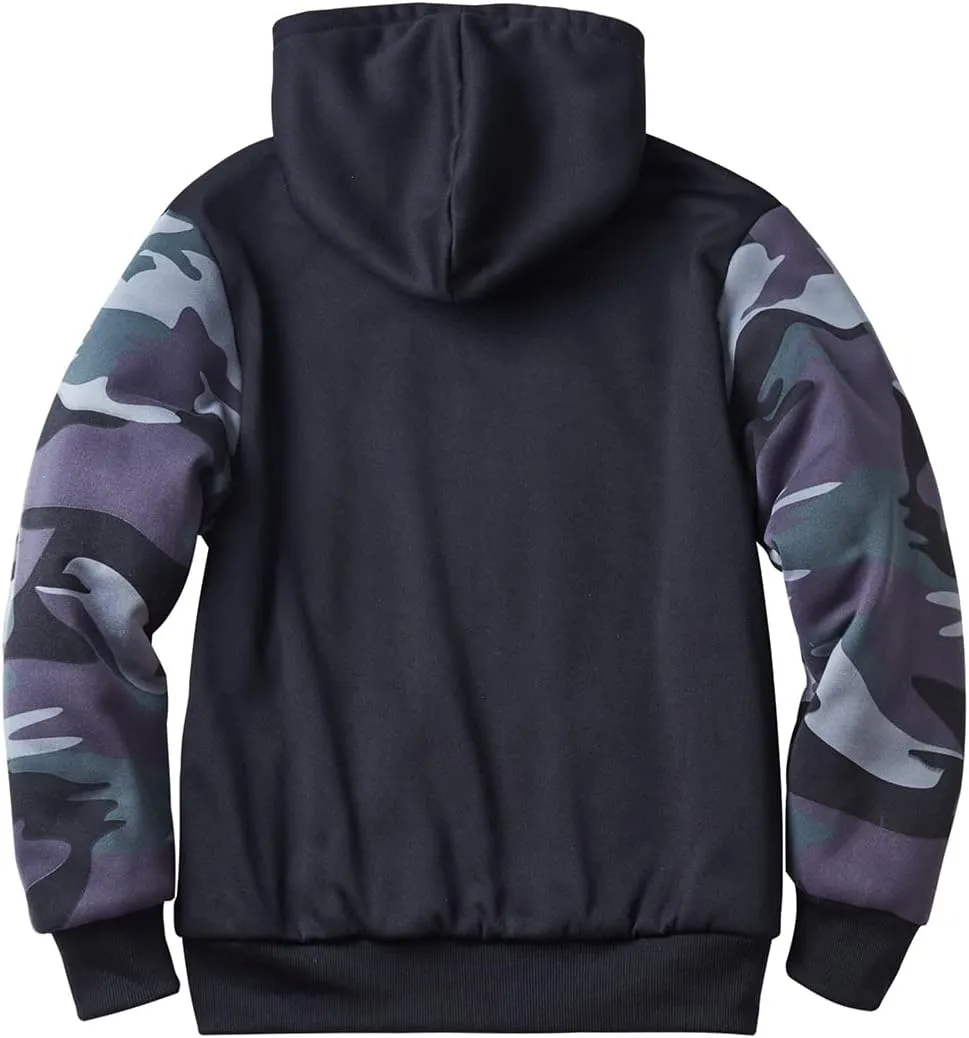 Yasumond Hoodies for Men Zipper Fleece Sweatshirt Heavy Sherpa Lined Hooded Warm Winter Coats Big Tall