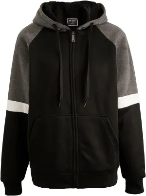 Yasumond Hoodies for Men Zipper Fleece Sweatshirt Heavy Sherpa Lined Hooded Warm Winter Coats Big Tall