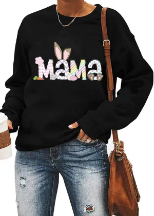 Ykomow Happy Easter Sweatshirt Women Long Sleeve Cute Bunny Rabbit Graphic Tees Pullover