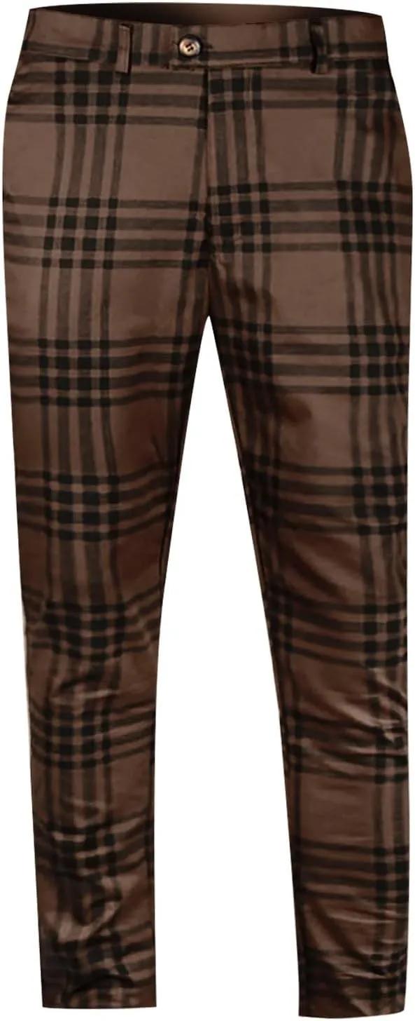 Ymosrh Mens Pants Casual Men's Fashion Stretch Dress Pants Slim Fit Plaid Pants Business Suit Casual Golf Relaxed