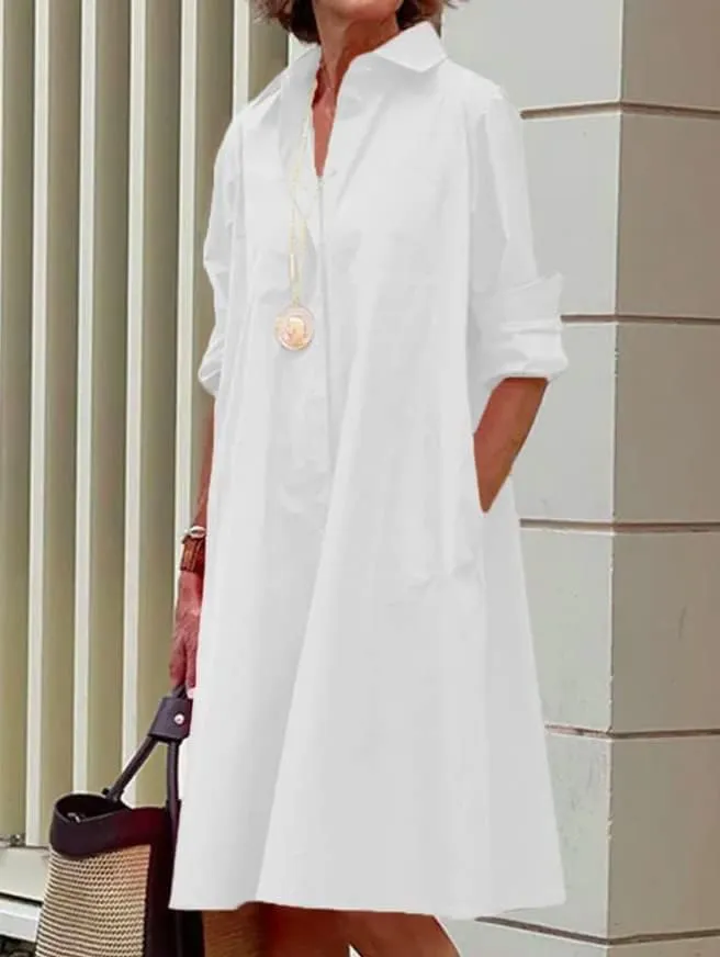 ZOCANIA Womens Button Down Linen Shirt Midi Dresses Long Sleeve Elegant Dress with Pockets